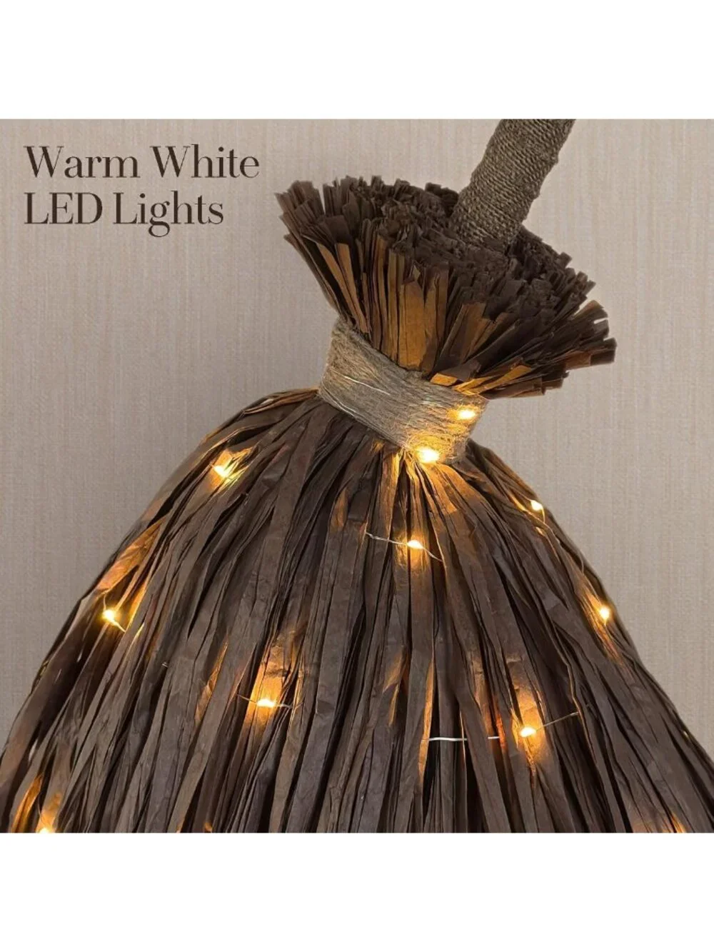 Giant 5.5 Ft Light-Up Witch's Broom - Spooky Halloween Decor for Parties